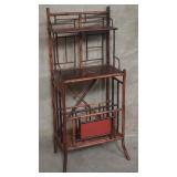 Vintage bamboo etagere with magazine rack