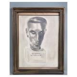 Signed Frank modernist-style graphite drawing of