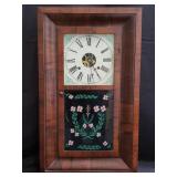 Waterbury Clock Co. mahogany and reverse painted
