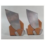 Art Deco polished aluminum and copper bookends