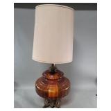 Vintage amber glass and metal table lamp