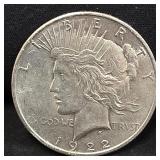 1922 Peace silver dollar coin