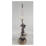 Antique French bronze figural table lamp