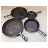 Group of cast iron skillets
