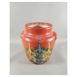 Vintage hand painted pottery jar