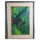Vintage signed Loons abstract style painting