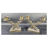 Vintage Modernist double-candle holders