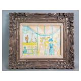 Signed Rose Mary Chudacoff oil on canvas "Puppets"