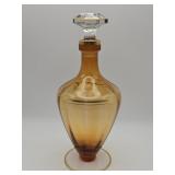 Vintage amber footed art glass decanter with