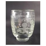 Vintage Holmegaard signed crystal etched vase