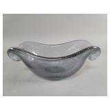 Mid century hand blown smoky gray art glass bowl