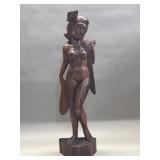 Hand carved wood nude female statue