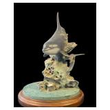 Signed Sea Wolf whale sculpture