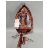 Vintage hand crafted walnut gear wall clock made