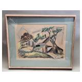 Signed P. Kenross serigraph "Boatyards"