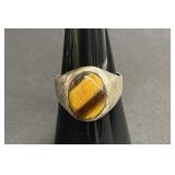 Vintage signed sterling silver Tiger eye ring