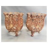 Pair of vintage cast iron food planters
