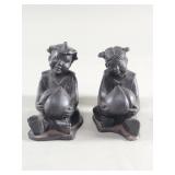 Pair of vintage Asian cast iron figural