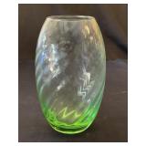 Vintage green art glass with swirl pattern vase