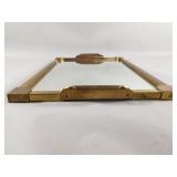 Hollywood Regency style brass mirrored vanity tray