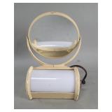 Art Deco lighted metal and glass vanity mirror