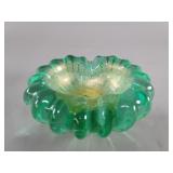 Mid century hand blown art glass ashtray