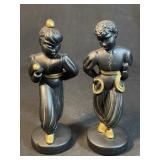 Mid-century hand-painted, ceramic Asian figurines