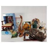 Vintage African mask, mirrors, wood mug,