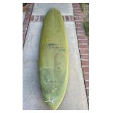 Rare Clyde Beatty Jr epoxy 3-fin surfboard
