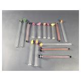 Collection of glass cocktail swizzle sticks f