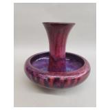 Vintage Asian ox blood & lavender pottery vessel