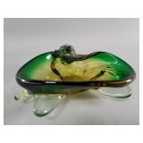 Mid century hand blown clam shell form art glass