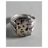 Sterling silver and Dalmatian jasper ring