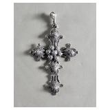 Sterling silver Victorian cross pendant