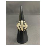 Vintage sterling silver modernist monogram ring