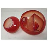 Dale Chihuly red glass macchia set