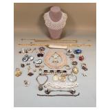 Vintage costume jewelry necklaces, earrings,
