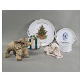 Group of ceramic and porcelain plates, figures,