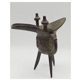 Vintage Chinese archaistic bronze jue tripod