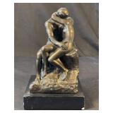 Signed plaster statue "The Kiss" dated 1977