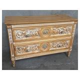 Louis XVI style pine two drawer chest