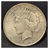 1922 Peace silver dollar coin