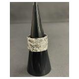 999 fine silver Chinese dragon wide band