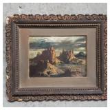 Signed Mugnaini desert landscape scene oil