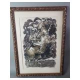 Signed Charles Burdick ink and ink wash on paper