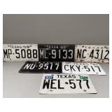 Group of six vintage Texas license plates
