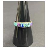 Vintage sterling silver turquoise & multicolor