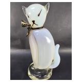 Mid-century Modern Murano alabaster glass cat