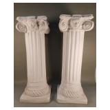 Pair of classical Ionic style plaster pillar