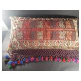 Vintage hand-knotted wool rug pillow